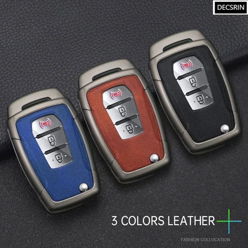 Color Name: GRAY - Zinc Alloy+ Leather Car Flip Key Case Cover Shell Fob For SsangYong Kyron 2 Sanka Actyon Korando Tivoli Protective Accessories