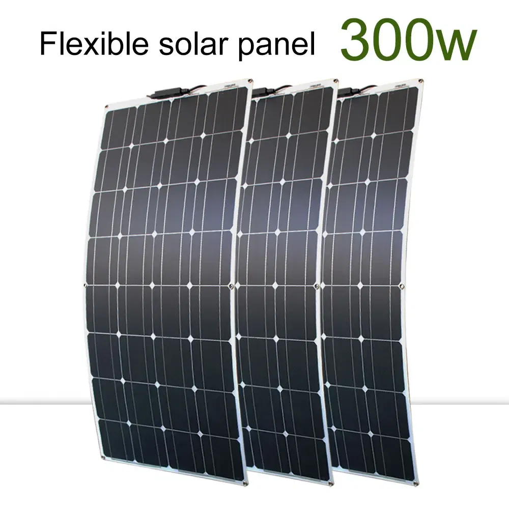 Color: Silver / Gray, Ships From: CHINA - Top Solar panel kit and 300w 200w 100w flexible solar panels 12v 24v high efficiency battery charger module