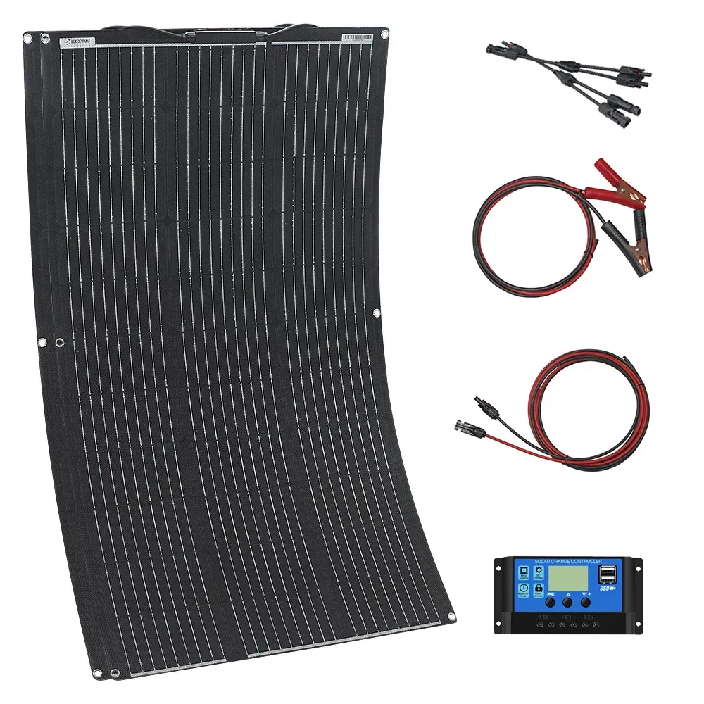 Color: Silver / Gray, Ships From: CHINA - Top Solar panel kit and 300w 200w 100w flexible solar panels 12v 24v high efficiency battery charger module