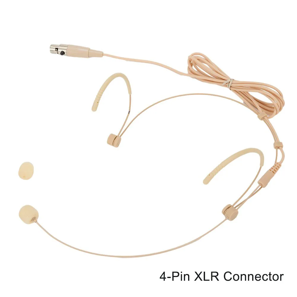 Color: Red, Ships From: CHINA - Beige Headworn Microphone with Smooth Steel Ear Hang Perfect for Houses of Worship and Minimum Visibility Applications
