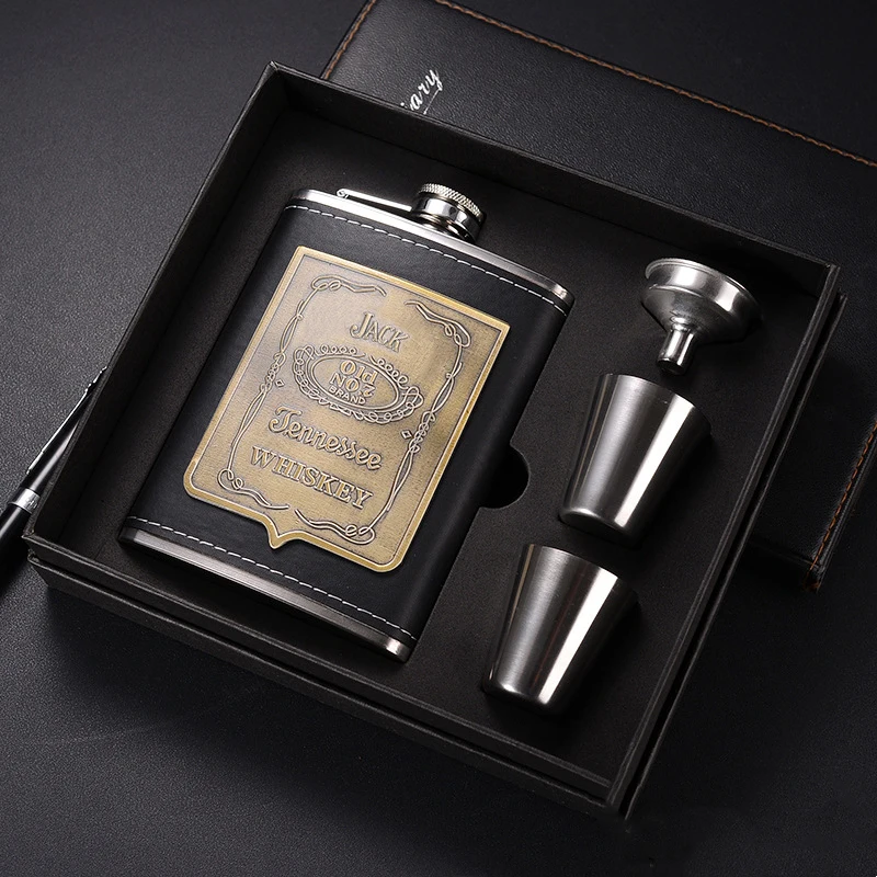 Color: Beige - 7oz/8oz Portable Pocket Hip Flask Outdoor Travel Stainless Steel Flask Whiskey Drink Alcohol Flasks 8oz Steel Hip Flask Flagon