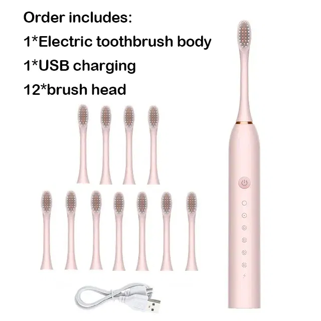 Color: green - Toothink Electric Toothbrush Smart Timing Tooth Brush Rechargeable Teeth Clean Whitening Sonic Toothbrush With Replacement Head