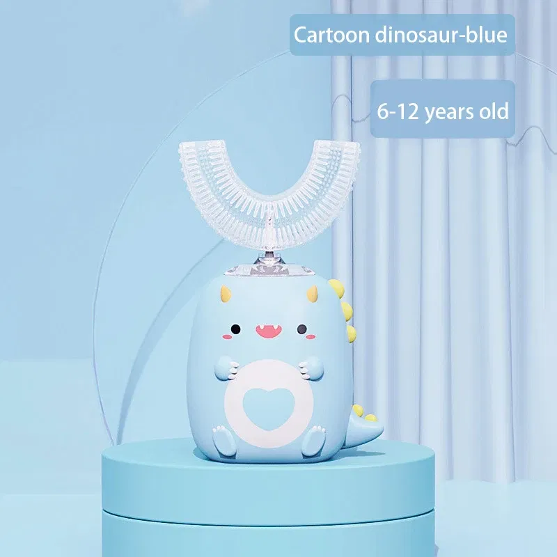 Color: VIOLET - Kids U-shaped Sonic Electric Toothbrush Children Silicon Toothbrush 360 Degrees Smart Tooth Brush Teeth Whitening for Waterproof