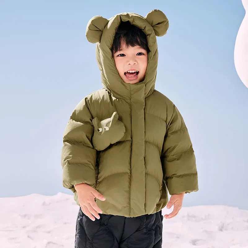 Color: Brown, Ships From: CHINA, Kid Size: 18M - Mini Bala Down Jacket For Boys and Girls 2024 Winter New Style Cute Doll Baby Warm Greatcoat Kids Clothing Toddler Outerwear