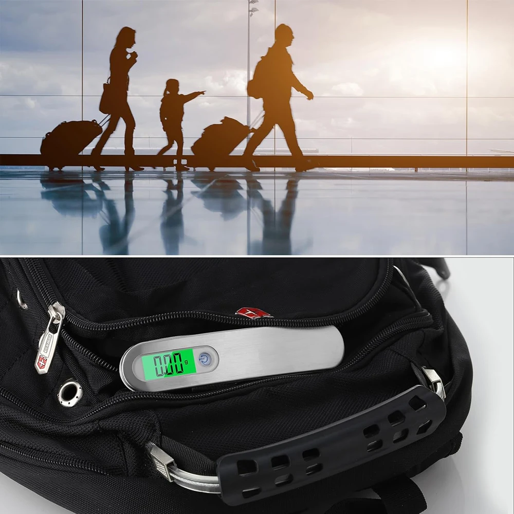 Color: WHITE - 110lb/50kg Portable Electronic Hand Luggage Scale LCD Digital Display Balance Scale Suitcase Travel Weighs Baggage Weight Tool