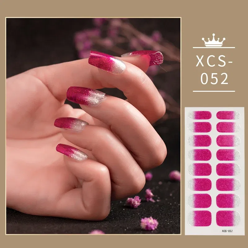 Color: Diamond H Color - Rose Red Shiny Twinkle Full Cover Nail Stickers Sticker For Nails Self Adhesive Nail Sticker Fashion Nail Stickers Beauty