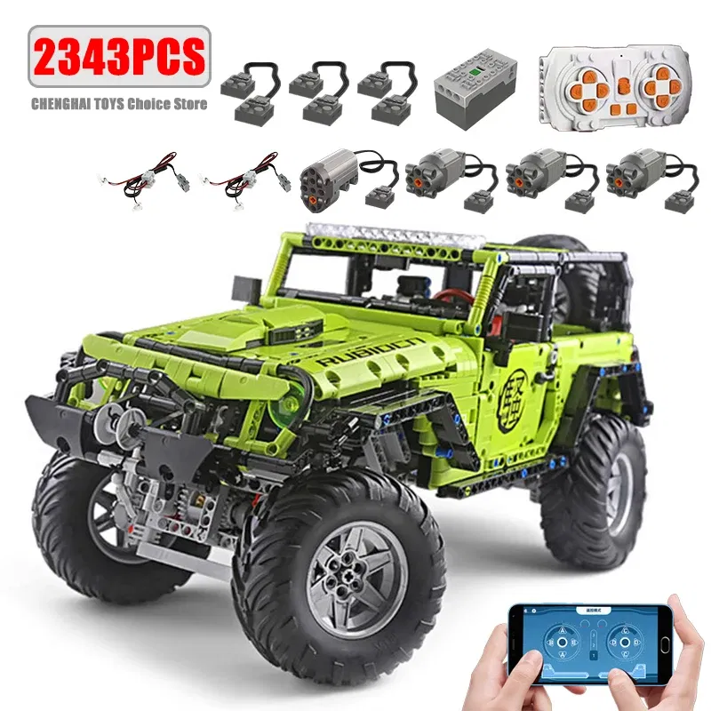 Color: army green - Technical Car APP Remote Control Motor Power SUV Series Building Blocks Bricks MOC Off-road Vehicle Model Sets Boy Toys Kid Gift