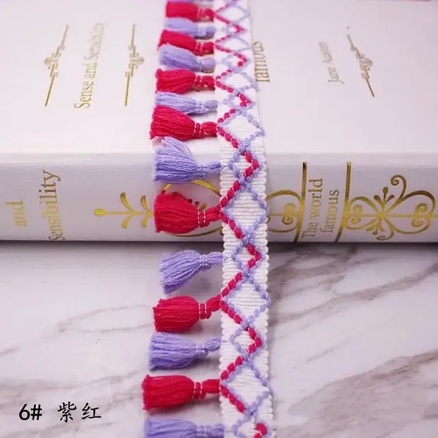 Color: antique silver - 1Yard Lace Ribbon Sewing Trim Tassel Trim Lace Fabric Sewing Fringe Sewing Lace Kintted Fabric Handmade DIY Craft Accessories