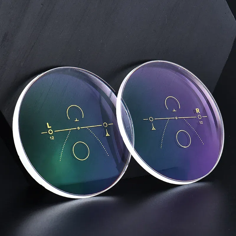 Lenses Color: green, Lens Index: 1.61 - FIRADA MR-8 HMC Anti-scratch Frameless Aspheric Photochromic Anti Blue Light Progressive Multi-focus Optical Prescription Lens