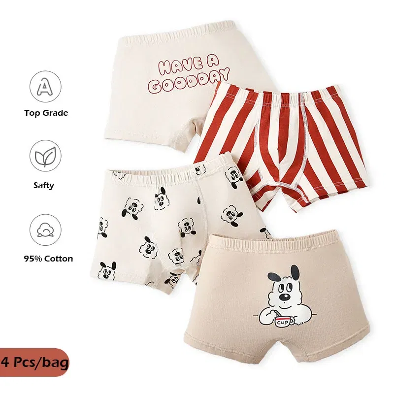 Color: SKY BLUE, Kid Size: 5 - Kids Boys Underwear Spring Newest Baby Underpants Children 4pcs Cotton Briefs Boys Boxer Shorts Baby Underwear