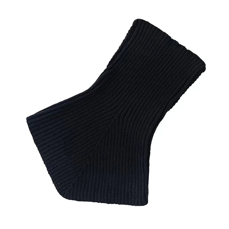 Color: black - Women Winter Knitted Cotton Fake Collar Scarf Women Warm Turtleneck Neck Warmer Detachable Winter Windproof Scarf 36*28cm