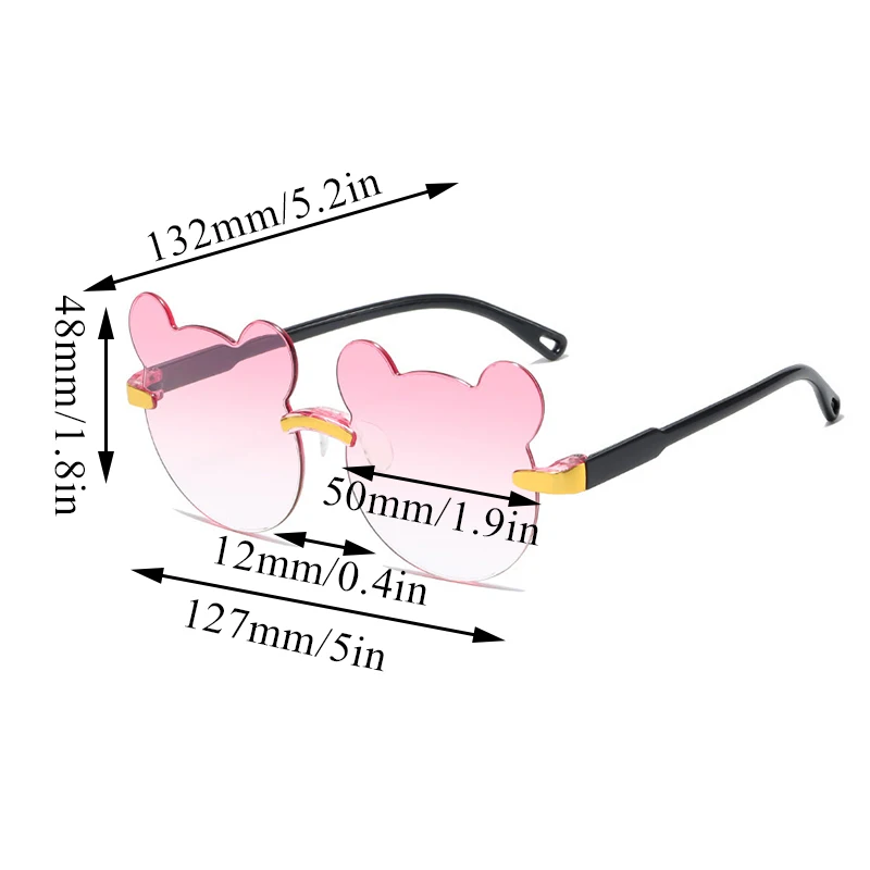 Lenses Color: Brown - Hot Sale!Children Cute Cartoon Bear Shape Sunglasses Boy Girls Summer Anti-UV UV400 Rimless Sun Glasses Kids Outdoor Sun Glasses
