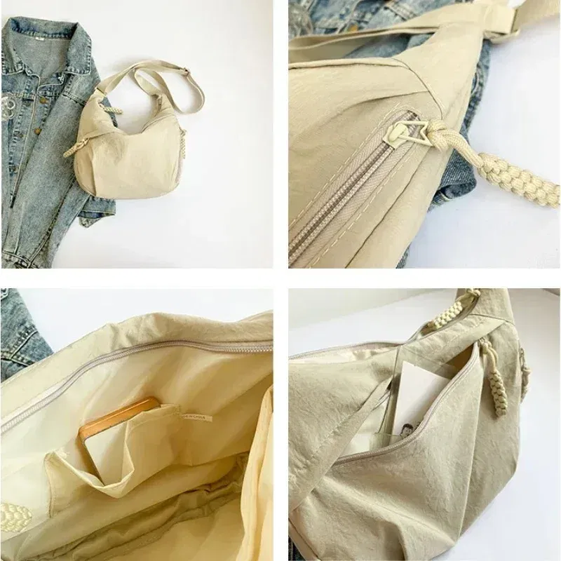 Color: Yellow - Trendy Women's Soft Cloth Shoulder Bag Solid Color Student Casual Style Big Handbags Crossbody Bags for Women Shoulder Hobos Bag