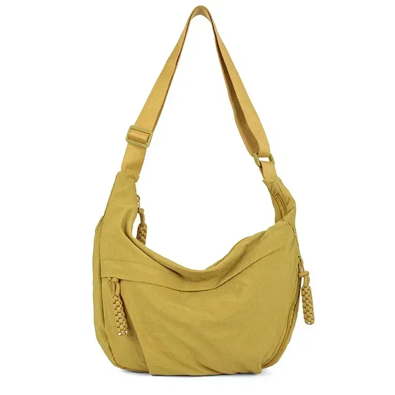 Color: Yellow - Trendy Women's Soft Cloth Shoulder Bag Solid Color Student Casual Style Big Handbags Crossbody Bags for Women Shoulder Hobos Bag