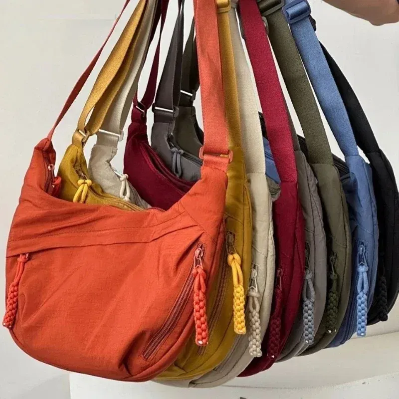 Color: Yellow - Trendy Women's Soft Cloth Shoulder Bag Solid Color Student Casual Style Big Handbags Crossbody Bags for Women Shoulder Hobos Bag