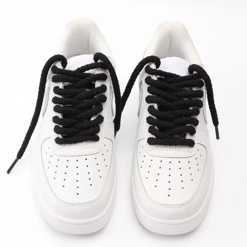 Color: PURPLE, Length: 160cm, Ships From: CHINA - 1Pair Linen Cotton Sneakers Laces for Shoes 8mm Bold Round Shoelaces Quality AF1 Shoe laces 100/120/140/160/180CM Shoestrings