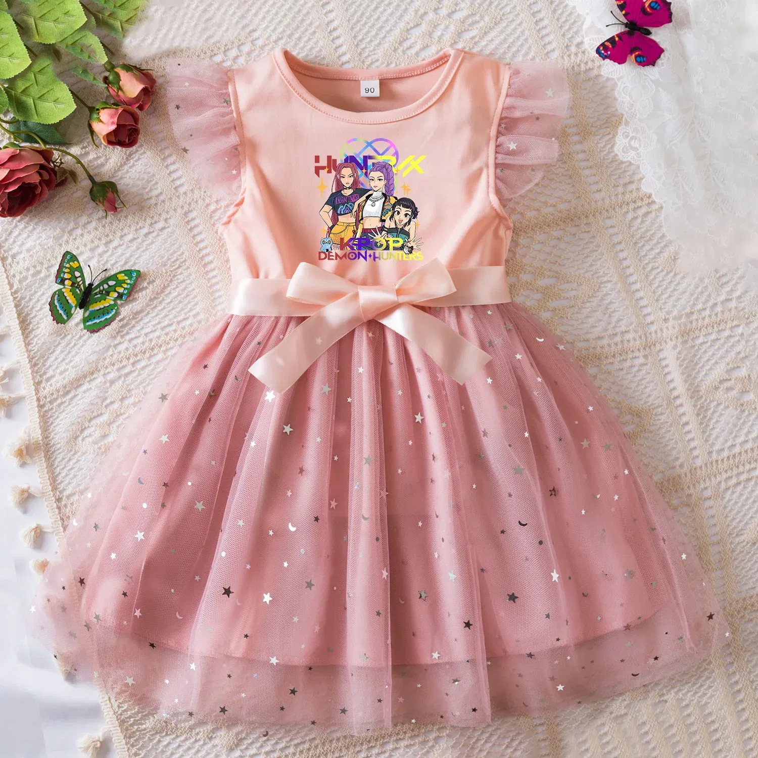 Color: Orange, Size: One Size, Height: 158 - KPop Demon Hunters Girls Dress Kids Party Halloween Carnival Birthday Party Clothes Princess Tutu Dresses Costume Children Gift
