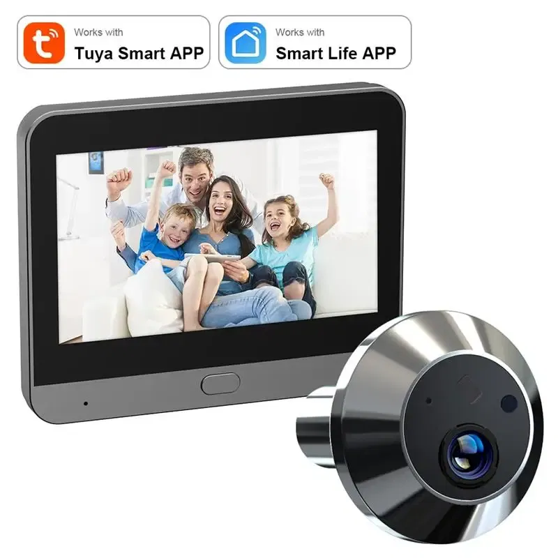 Color: WHITE, Ships From: CHINA - New! Mini Smart Life Tuya 3MP 140?° Wide View Angle 2.4Ghz WiFi Magic Door Peephole Eye PIR Camera Digital Door Viewer Battery