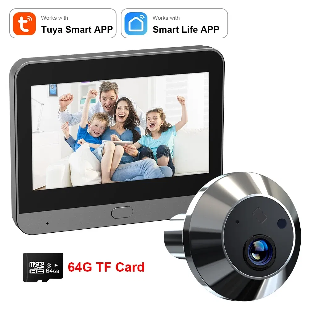 Color: WHITE, Ships From: CHINA - New! Mini Smart Life Tuya 3MP 140?° Wide View Angle 2.4Ghz WiFi Magic Door Peephole Eye PIR Camera Digital Door Viewer Battery