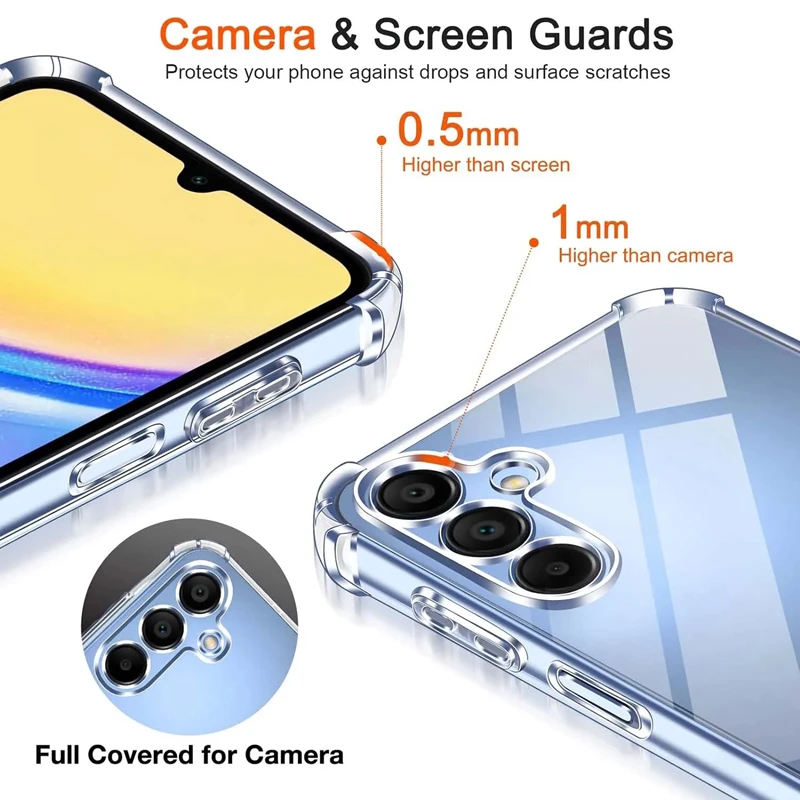 Color: CRIMSON - Luxury Clear Phone Case For Samsung Galaxy A15 A25 A35 A55 A04 A14 A23 A54 A03 A13 A23 A33 A53 A73 A32 A52 A72 Back Cover
