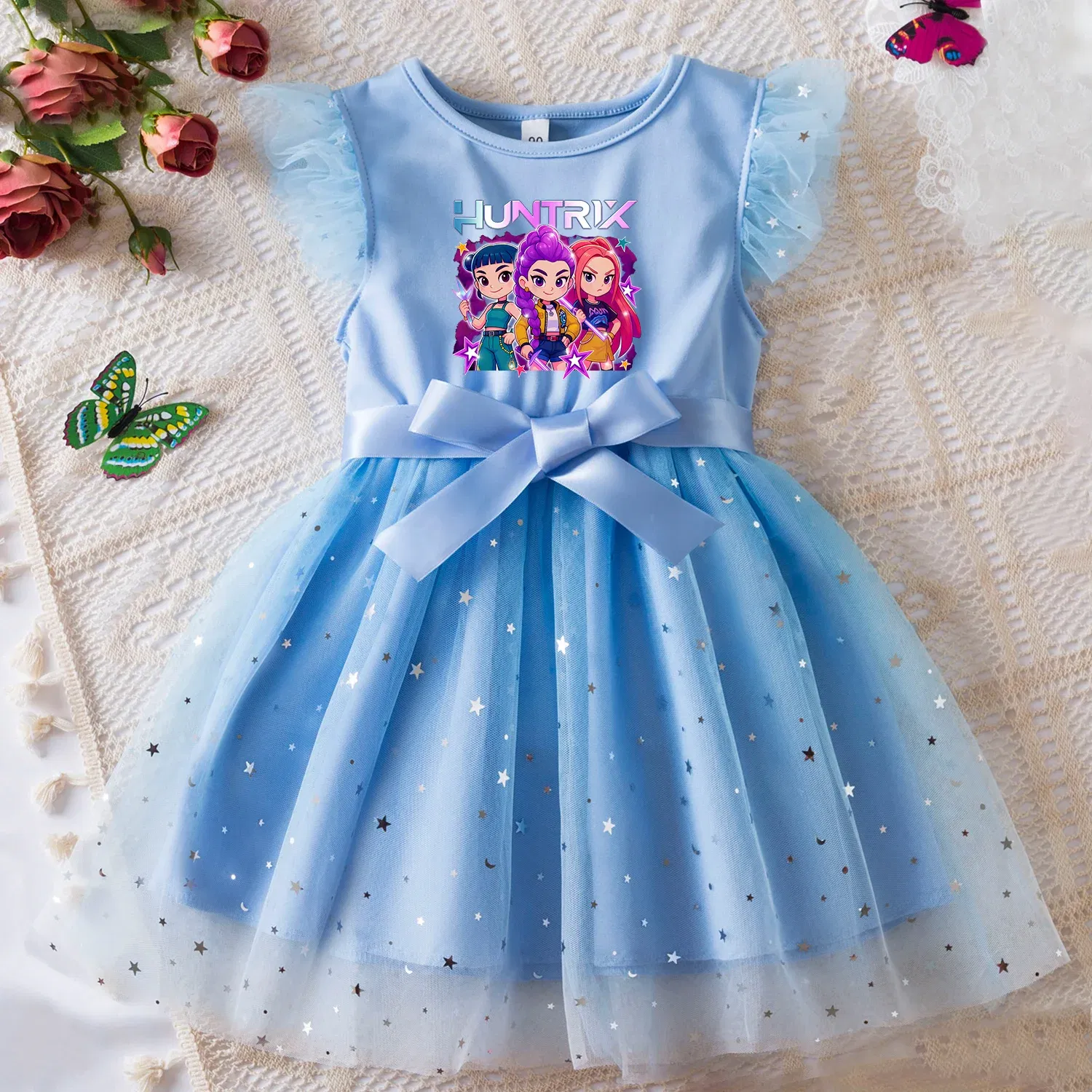 Color: Silver, Size: One Size, Height: 176 - KPop Demon Hunters Girls Dress Kids Party Halloween Carnival Birthday Party Clothes Princess Tutu Dresses Costume Children Gift