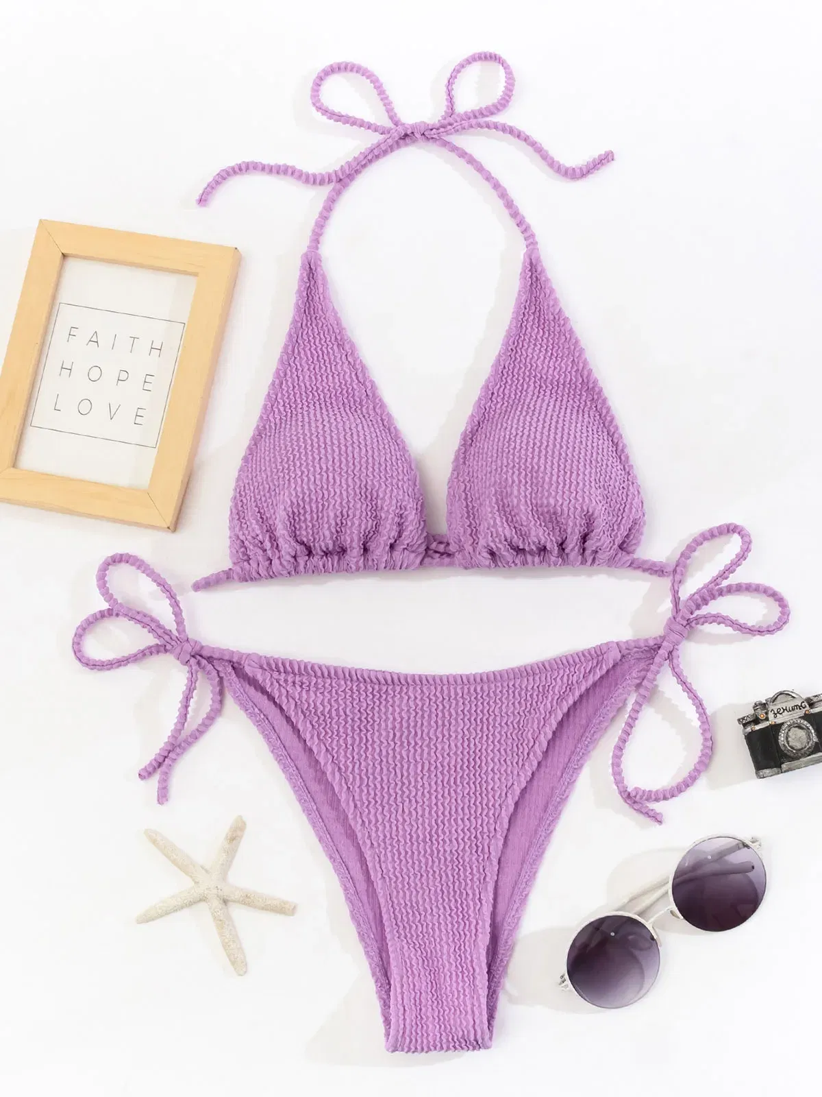 Color: Silver, Size: S - New Fashion Sexy Bikini Solid Swimsuit Women Swimwear Push Up Set Brazilian Bathing Suit Summer Beach Wear Swimming