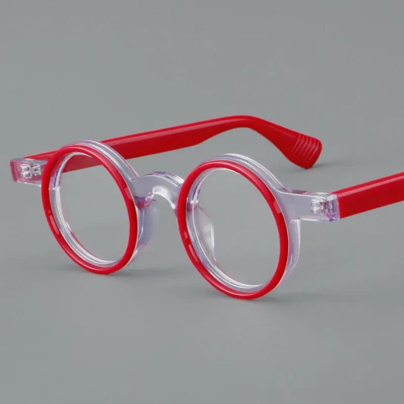 Frame Color: Yellow, Eye Prescription: +275 - VCKA Round Acetate Photochromic Reading Glasses Frame Men Prescription Anti-blue Eyeglasses Women Custom Eyewear +0.50 to+6.0