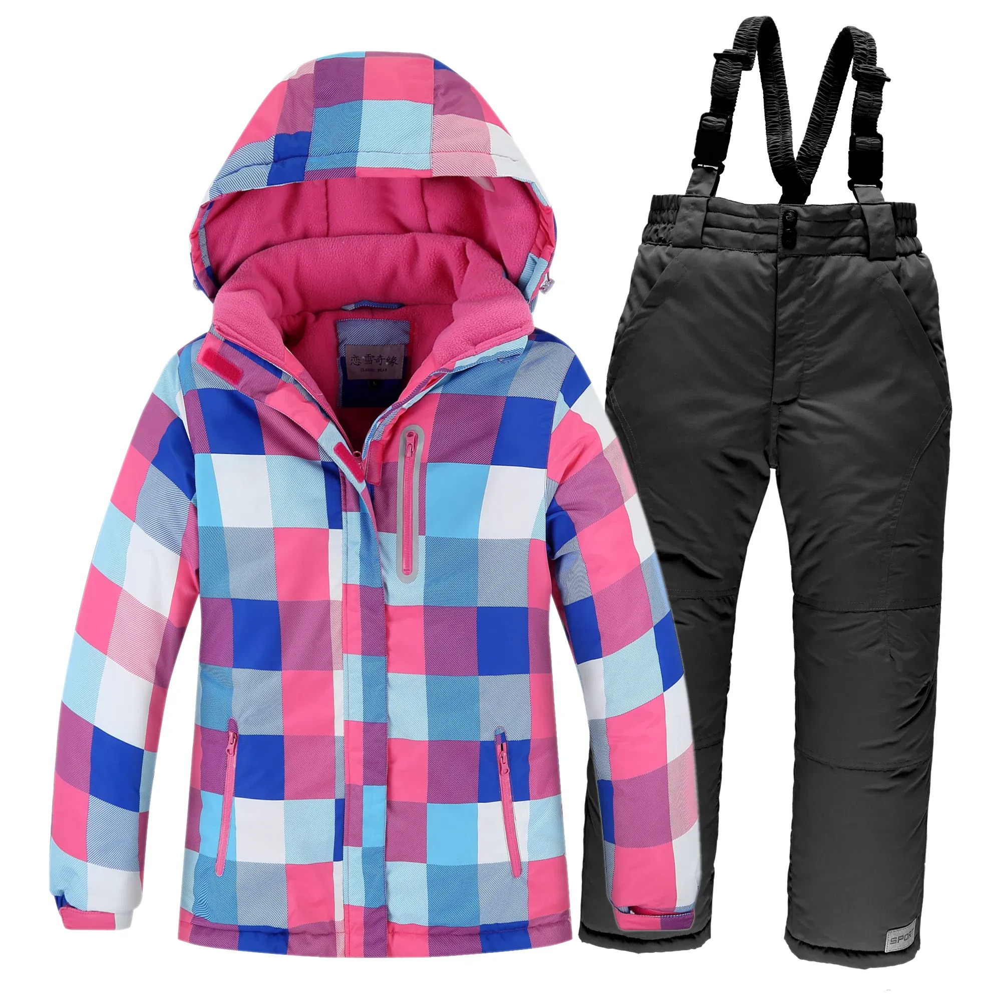 Color: SKY BLUE, Kid Size: 4T - OLEKID 2025 Russia Winter Children Boy Ski Suit Waterproof Girl Jacket Overalls Snowsuit 3-16 Years Kid Teenage Parka Snow Suit