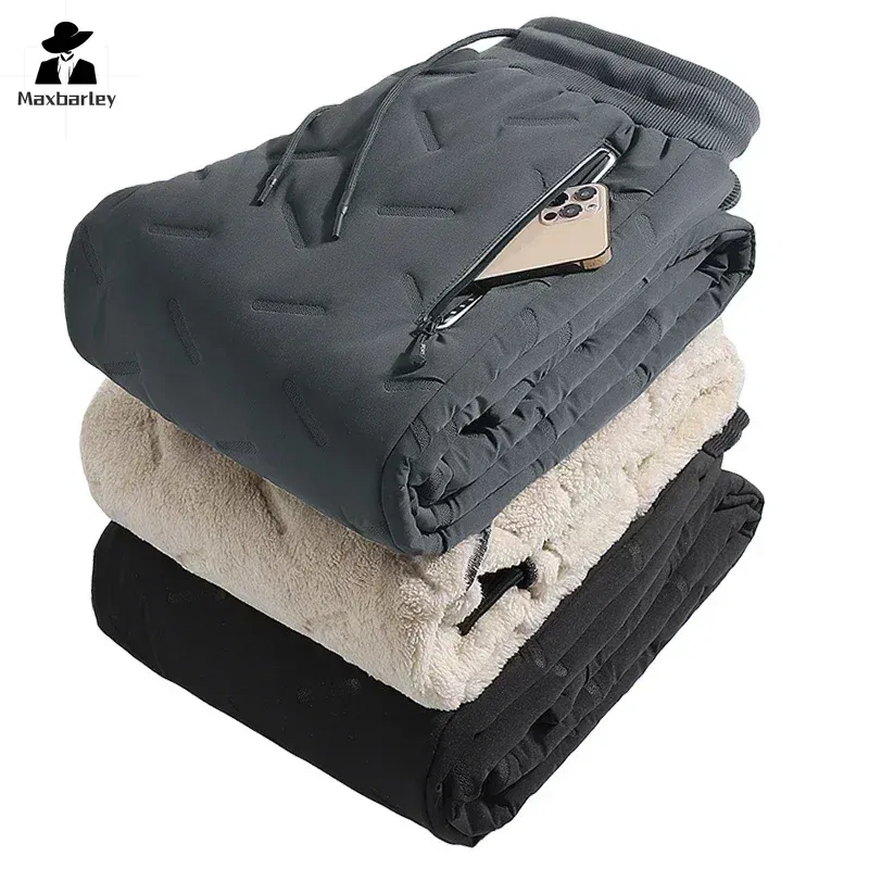 Size: 7XL, Color: green - Winter Down Cotton Pants Men's Casual Waterproof Zipper Pocket Thickened Wool Warm Pants Jogger Outdoor Cold-proof Ski Pants 7XL