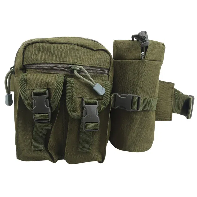 Color: Gold - Waterproof Nylon Fanny Pack Men Tactical Military Army Waist Bag Hiking Outdoor Camping Shoulder Bum Belt Bum Sport Chest Bags