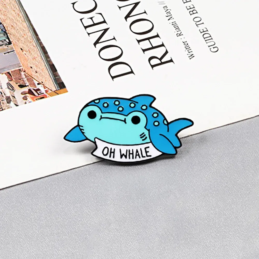 Metal color: Imitation Rhodium Plated, Ships From: CHINA - Cartoon Fish Brooches Collection Fish Koi Flag Bag Clothes Decorative Jewelry Goldfish Shark Whale Brooch Lapel Enamel Pin Badge