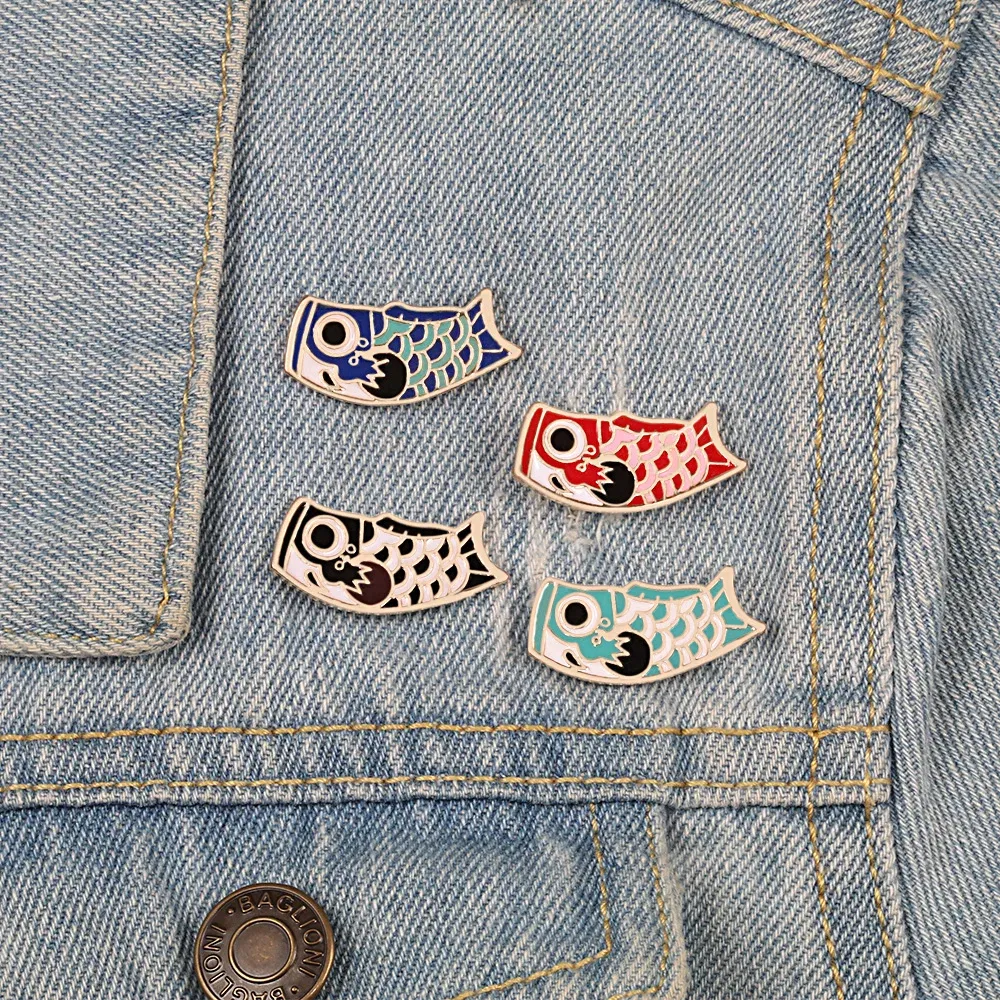 Metal color: Imitation Rhodium Plated, Ships From: CHINA - Cartoon Fish Brooches Collection Fish Koi Flag Bag Clothes Decorative Jewelry Goldfish Shark Whale Brooch Lapel Enamel Pin Badge