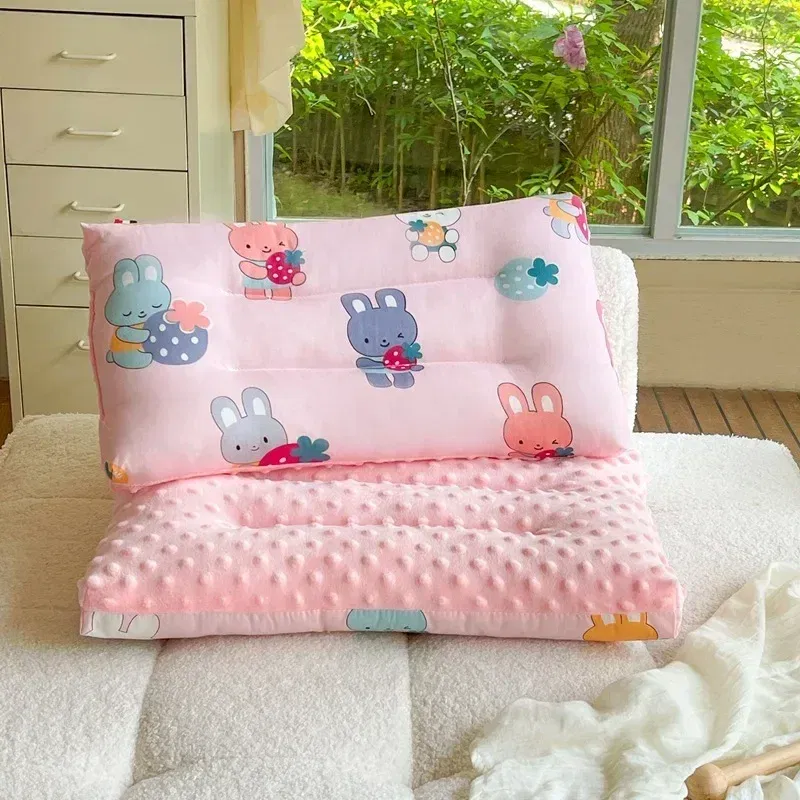 Color: SKY BLUE - Soft baby pillow Comfortable velvet newborn pillow Baby sleep headrest Breathable baby pillow Mom's Love