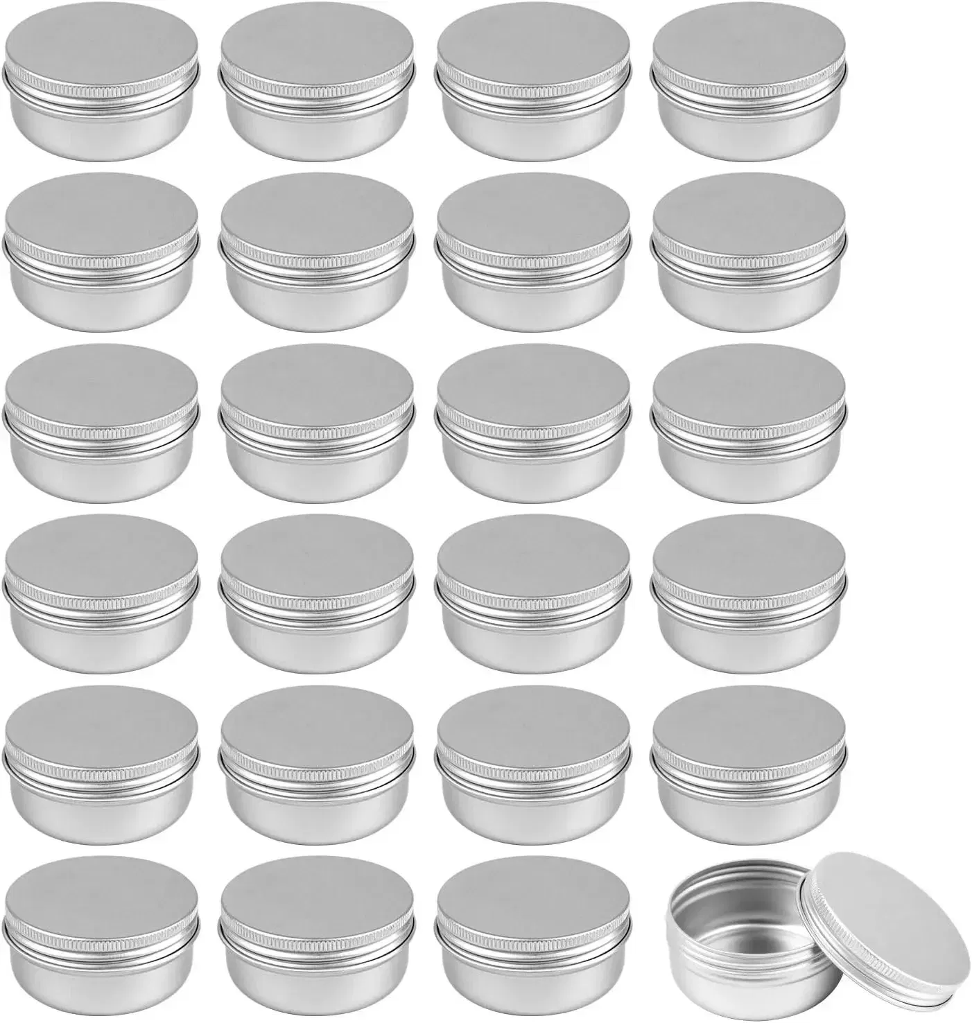 Color: light yellow, Specifications: 5ml, Material: Plastic - 20pcs 5g - 100g Metal Round Tins Aluminum Empty Silver Cans With Screw Lid Balm Nail Art Makeup Cream Jar Storage Box