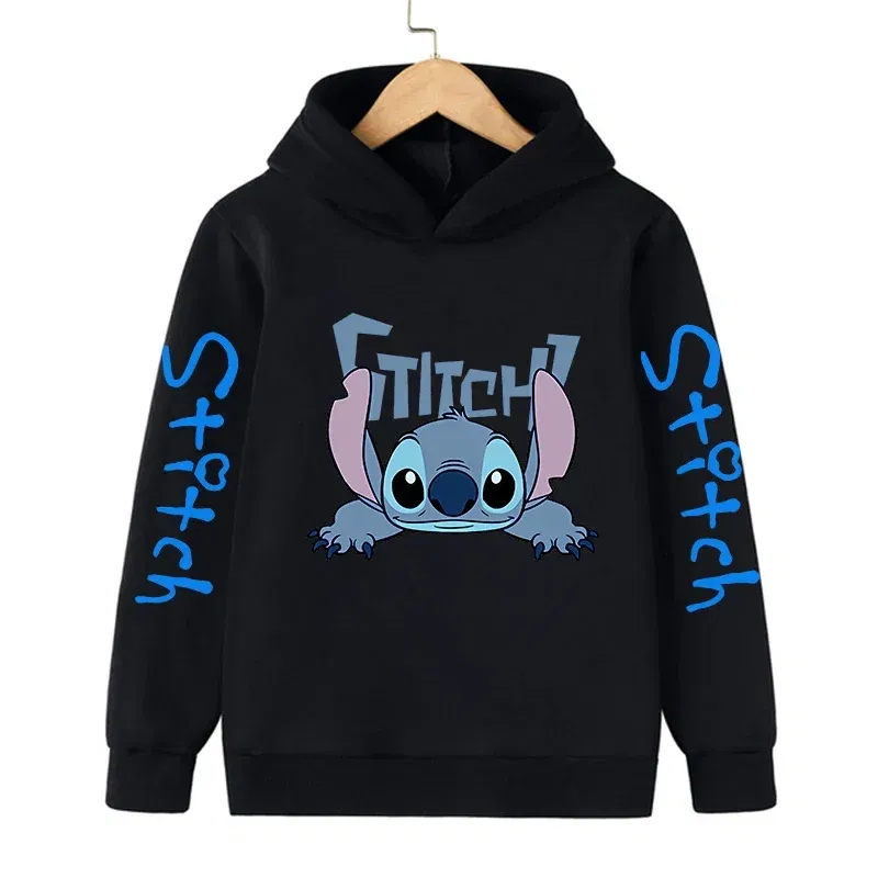 Color: green, Size: M - New in Cool Stitch Hoodie Children Cartoon Clothes Kid Girl Boy Lilo and Stitch Sweatshirt Manga Hoody Baby Casual Top