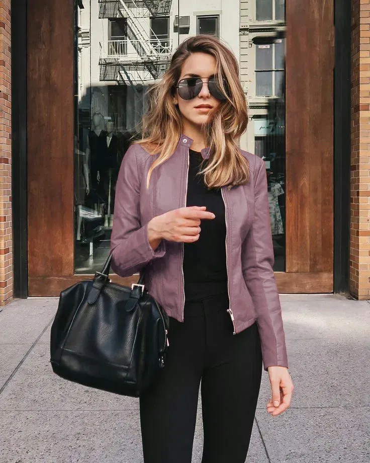 Color: Dark Grey, Size: L - Womens Spring Full Long Sleeve Jacket Coat Autumn Leather Blazer Winter Zipper Outwear Suit Cardigan Female Jackets