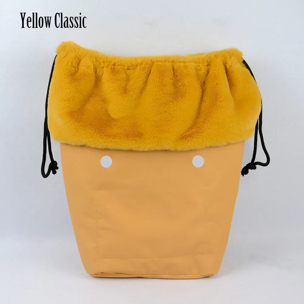 Color: PURPLE - 2025 Winter O Bag Large Capacity Classic Mini Plush Fur Furry Organizer Top Drawstring Colorful Inner Insert for Obag Winter