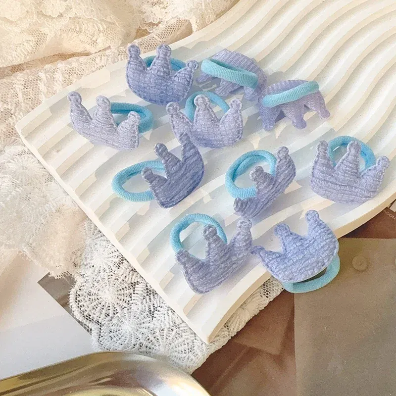 Color: Light Khaki - 10/30pcs girls star butterflies children's hairband harmless hair cute towels rope ponytail rack children's rubber band headwear