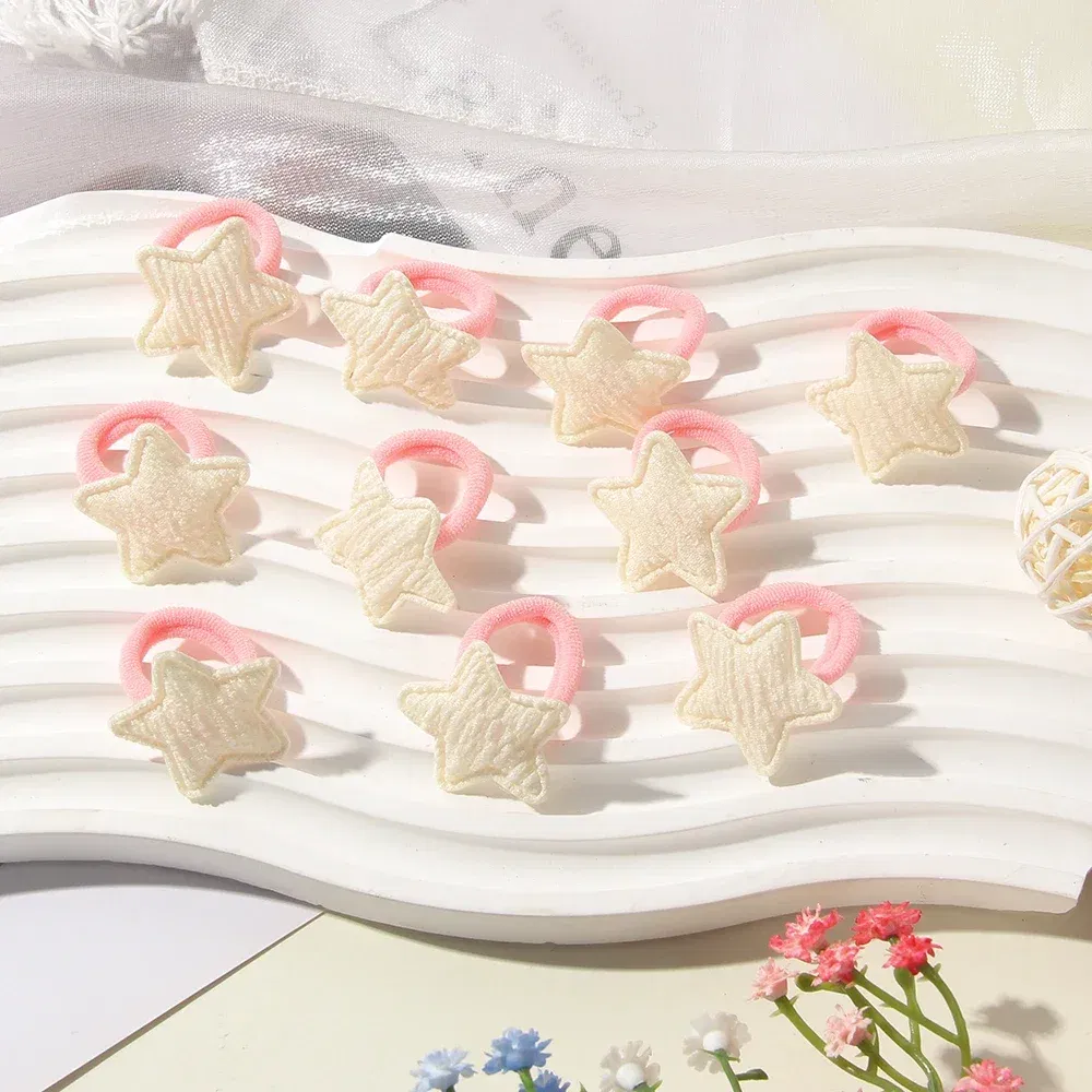 Color: Dark Khaki - 10/30Pcs Children Hairbands No Harm Hair Cartoon Towel Rope Ponytail Holder Kids Mini Rubber Band Headwear Girls Halloween Gift