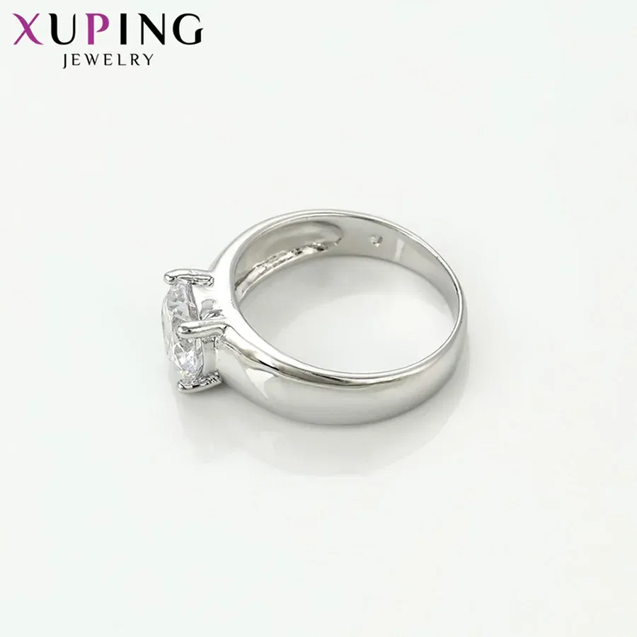 Xuping Jewlery White Synthetic Cubic Zirconia Fashion Ring with Rhodium Plated for Women Engagement Gift 10125