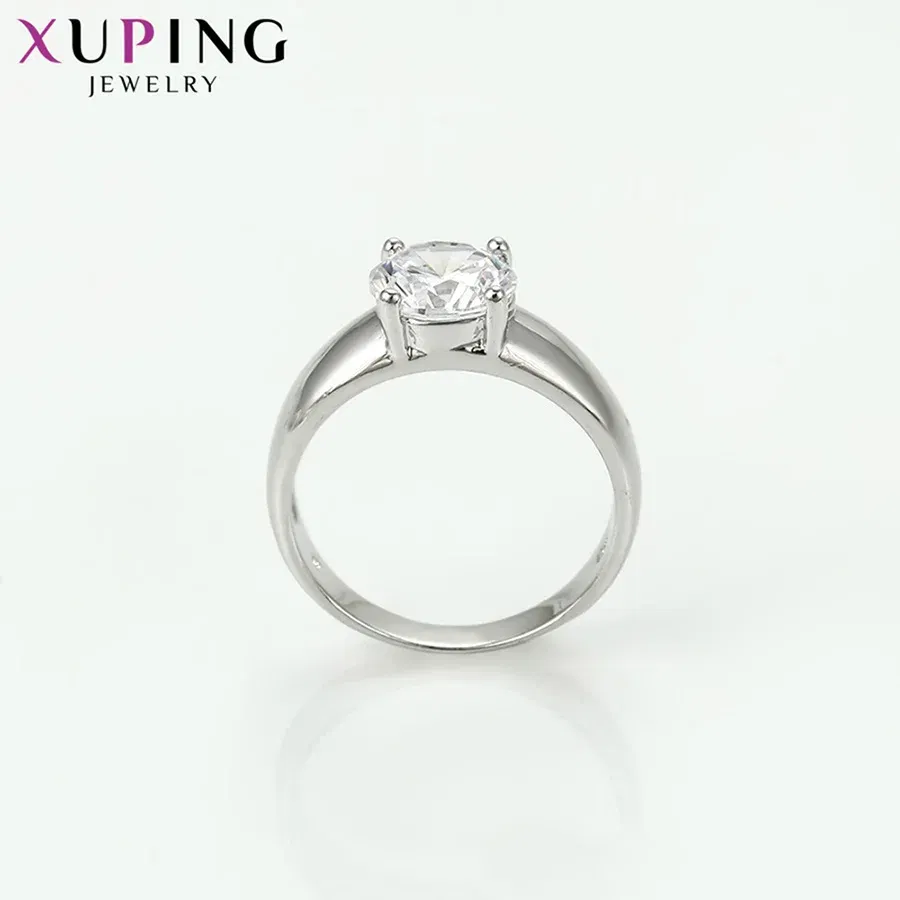 Xuping Jewlery White Synthetic Cubic Zirconia Fashion Ring with Rhodium Plated for Women Engagement Gift 10125