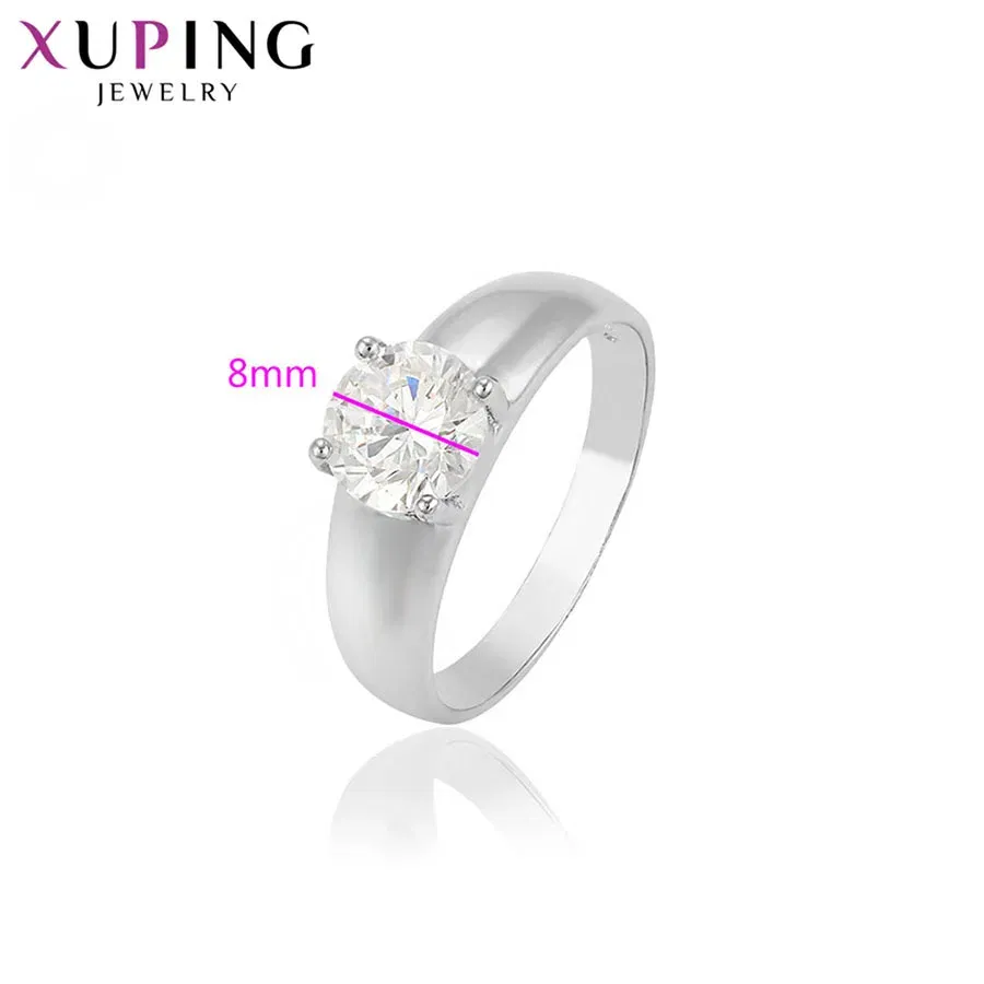 Xuping Jewlery White Synthetic Cubic Zirconia Fashion Ring with Rhodium Plated for Women Engagement Gift 10125