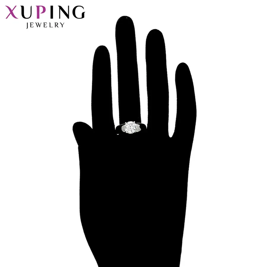 Xuping Jewlery White Synthetic Cubic Zirconia Fashion Ring with Rhodium Plated for Women Engagement Gift 10125