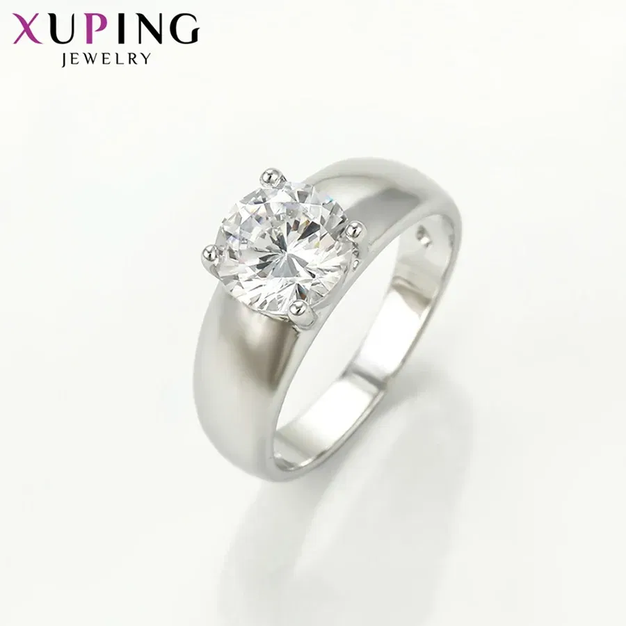 Xuping Jewlery White Synthetic Cubic Zirconia Fashion Ring with Rhodium Plated for Women Engagement Gift 10125