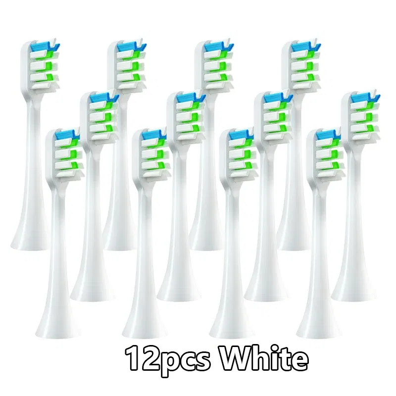 Color: green - 12pcs for SOOCAS X3/X3U/X5 Replacement Toothbrush Heads Clean Tooth Brush Heads Sonic Electric Toothbrush Soft Bristle Nozzles