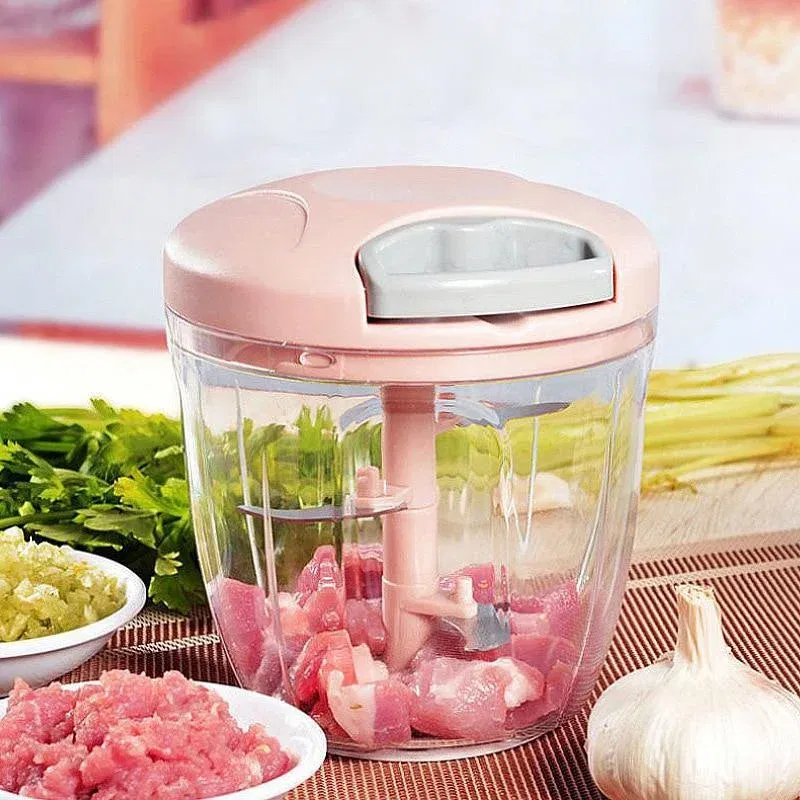 Color: plum - 500/900ML Manual Meat Mincer Garlic Chopper Rotate Garlic Press Crusher Vegetable Onion Cutter Kitchen Cooking Accessories