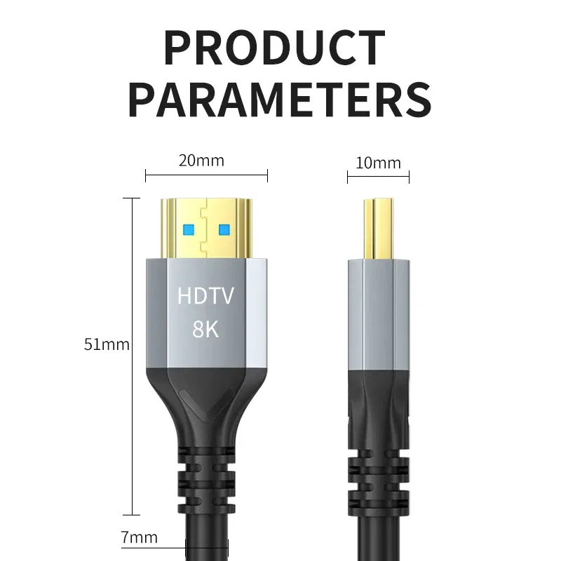 Color: Sky blue, Length: 3m, Ships From: CHINA - 8K HDMI 2.1 Cable 4K@120Hz 8K@60Hz 48Gbps EARC ARC HDCP Ultra High Speed HDR For RTX Video Cable PC Laptop Projector HD TV PS5