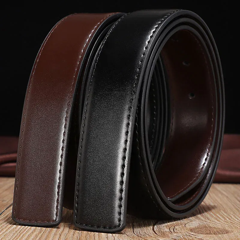 Color: army green, Belt Length: 105CM, Ships From: CHINA - 2.8cm 3.0cm 3.3cm 3.5cm 3.8cm Wide Double-sided Cow Reversible Leather With Holes No Buckle Belt Without Buckle High Quality
