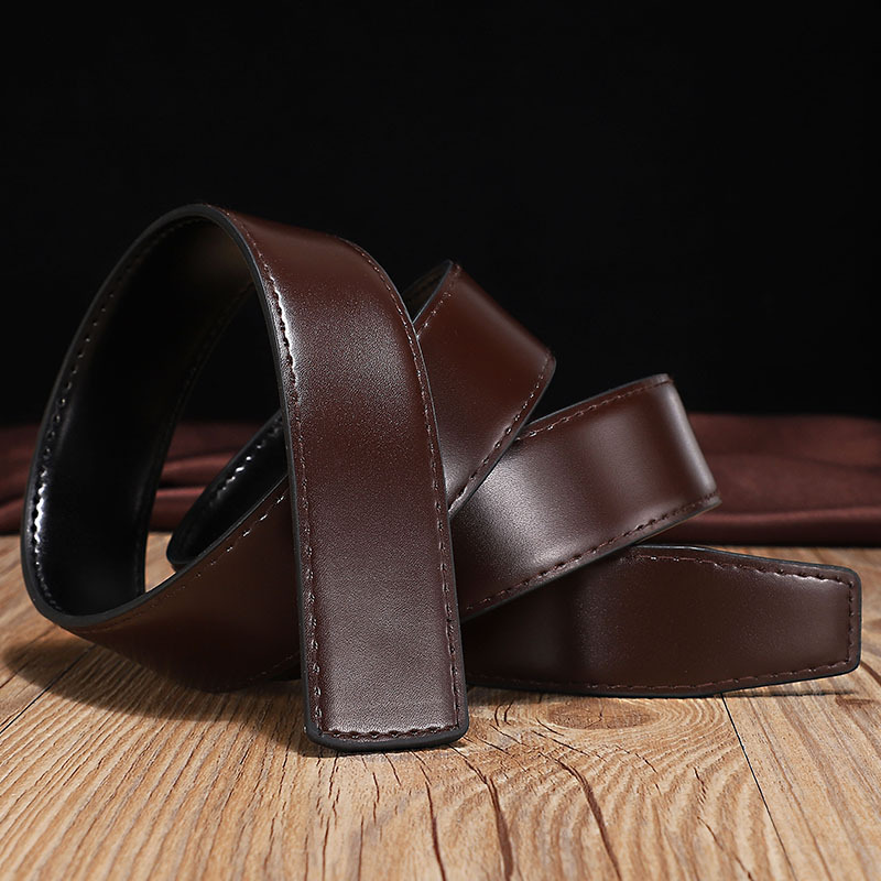 Color: army green, Belt Length: 105CM, Ships From: CHINA - 2.8cm 3.0cm 3.3cm 3.5cm 3.8cm Wide Double-sided Cow Reversible Leather With Holes No Buckle Belt Without Buckle High Quality