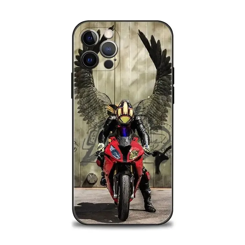 Color: Brown, Material: Cotton - Moto Cross Motorcycle Sports Phone Case For iPhone 16 15 14 13 12 11 Pro Max XS X XR Plus Mini Luxury Black Soft Cover Funda